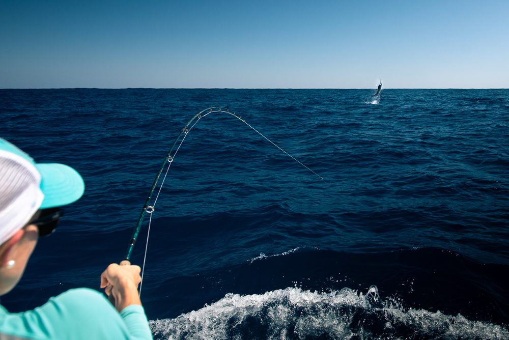 fisherman fishing in the ocean